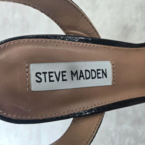 Steve Madden Chunky Platform Heels 8 Black Croc Dressy Formal High Heeled Shoes - Picture 11 of 12